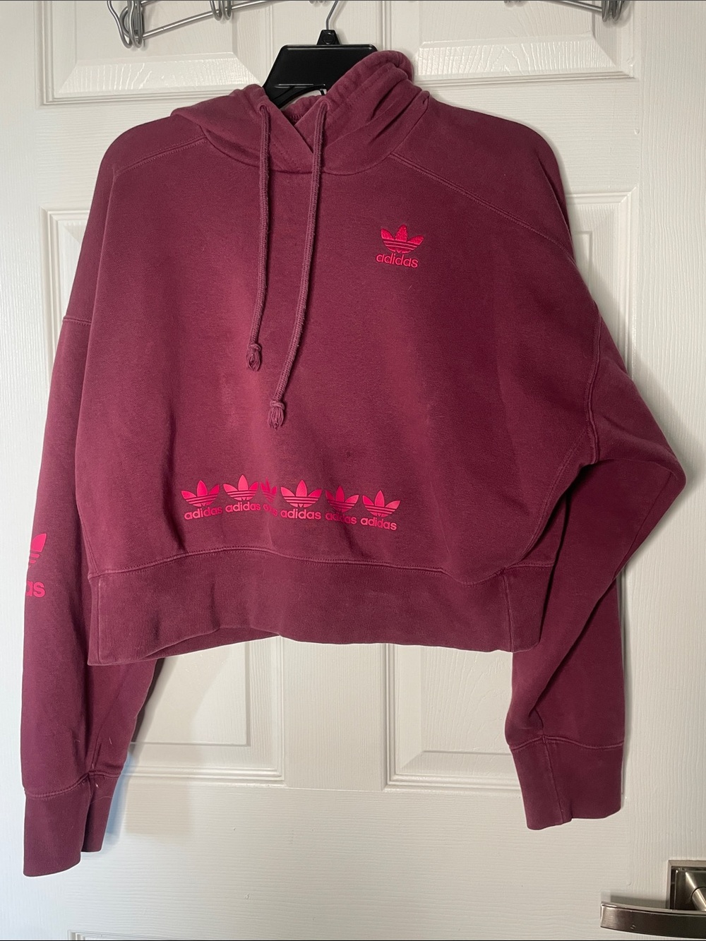 Adidas Cropped Sweatshirt Hoodie Cotton Blend